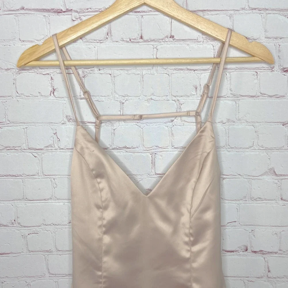 Superdown Nicole Mini Dress Nude Beige Womens XS New Flawed Slip Satin Cocktail - Picture 6 of 12